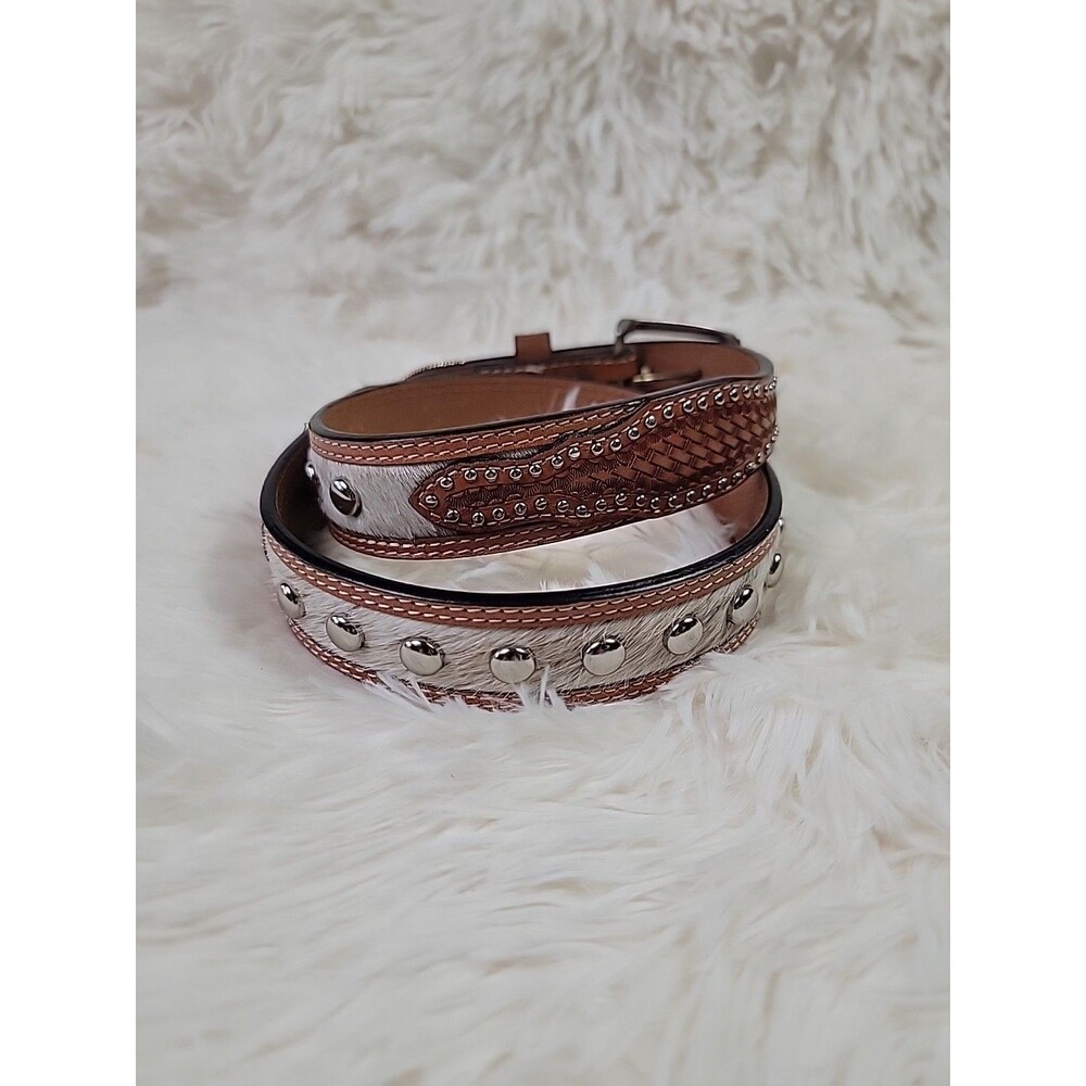 Ranger Belt Company Western Leather Belt Studded Cowgirl Womens Size 32 Cowhide - Picture 3 of 10